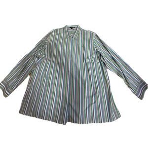 LAUREN RALPH LAUREN Women’s Striped Rainbow Button Up L/S Shirt Preppy Size 3X